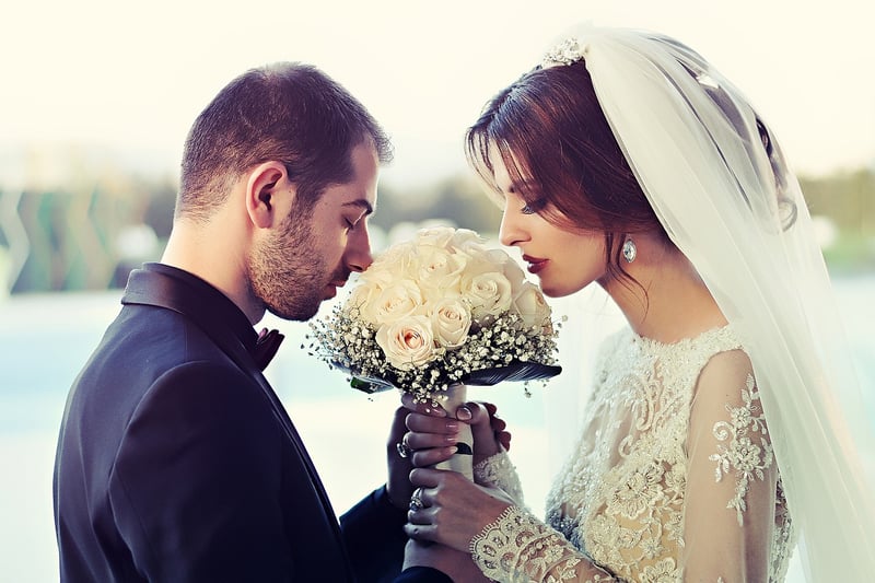 Bride in Unique Wedding Dress